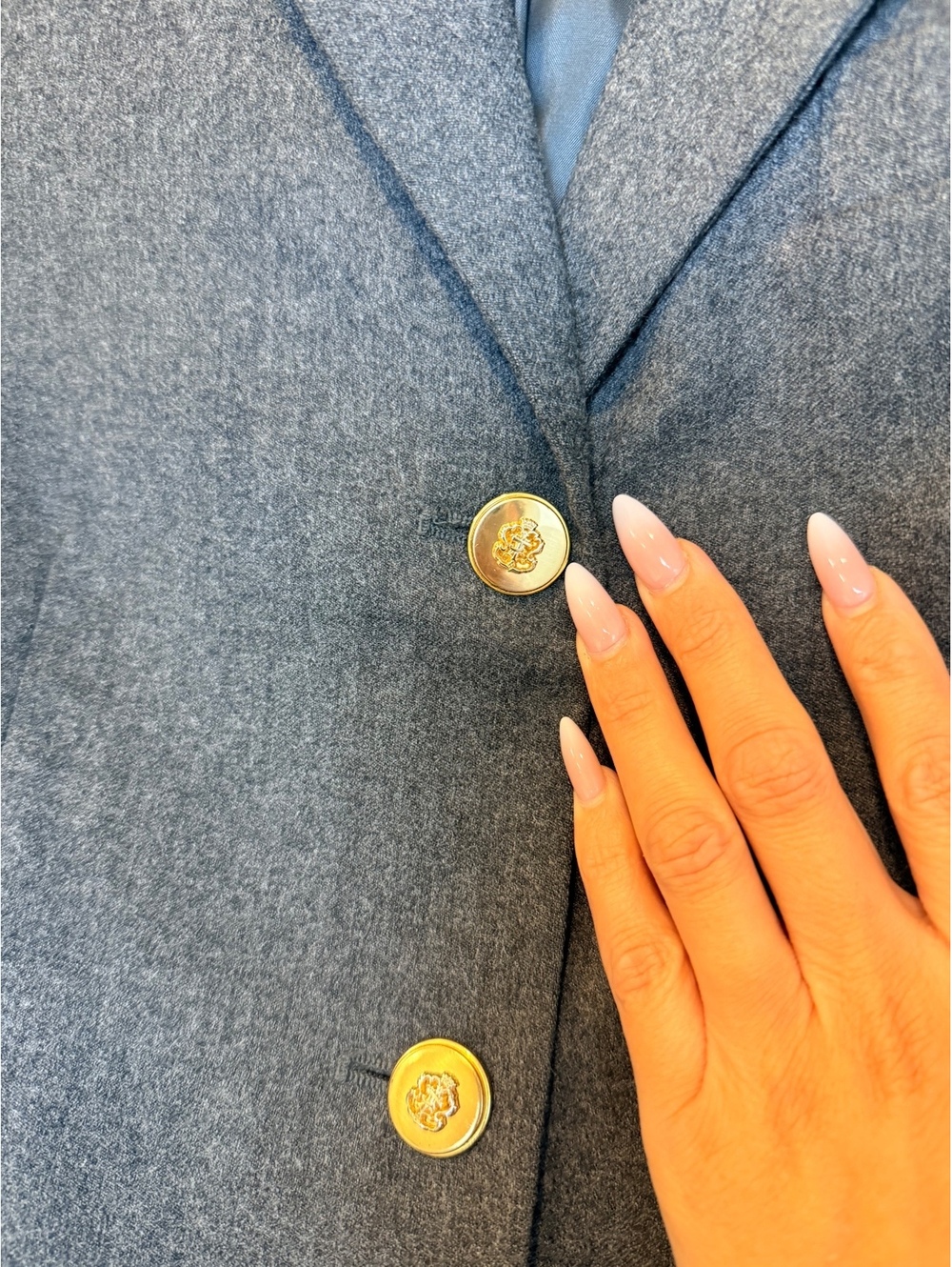 Vintage Talbots 100% Italian Wool Blazer Size 6 Gray / Gold Buttons Made in USA - Picture 5 of 12